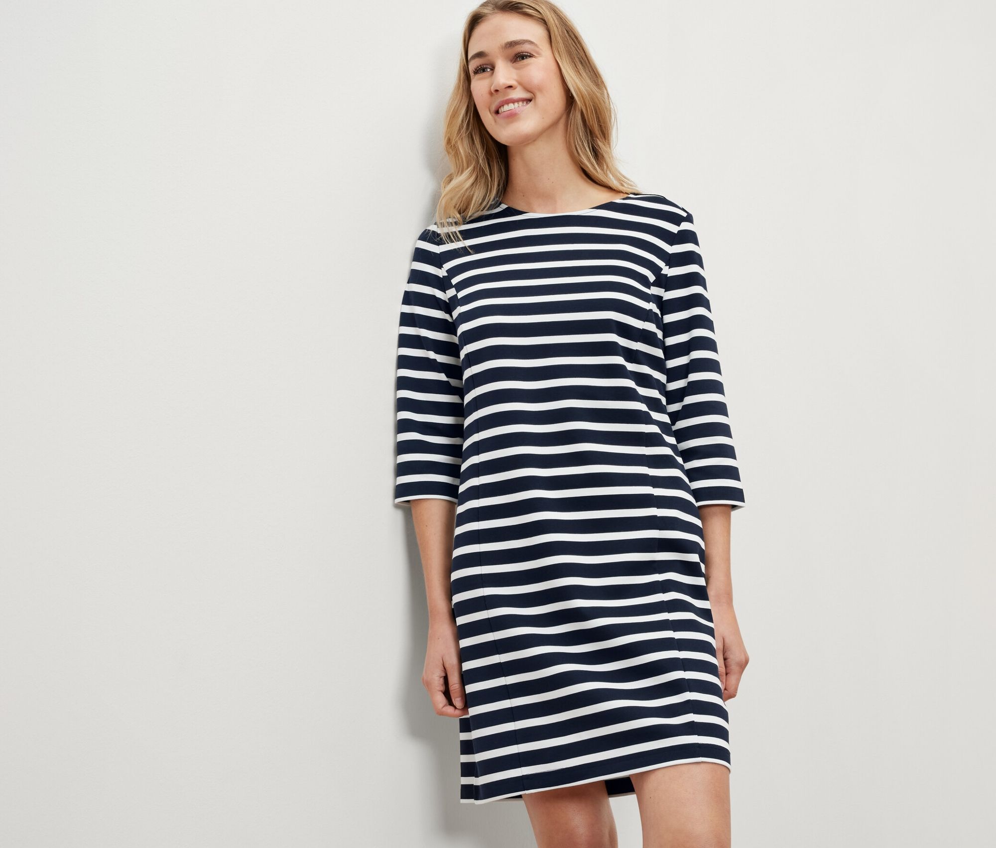 Thumbnail - Tchibo - Gestreiftes Sweatkleid - Damen - Gr. XL - dunkelblau/gestreift
