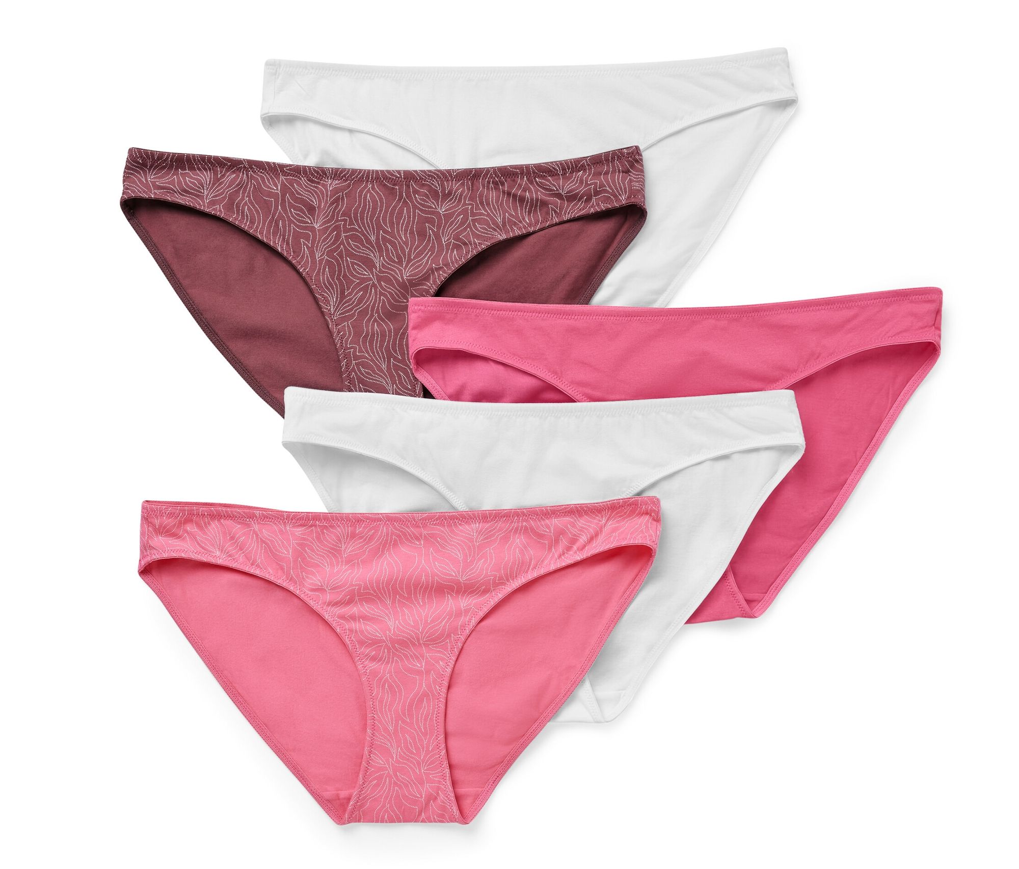 Tchibo - 5 Slips - Damen - Gr. L - weiß/print
