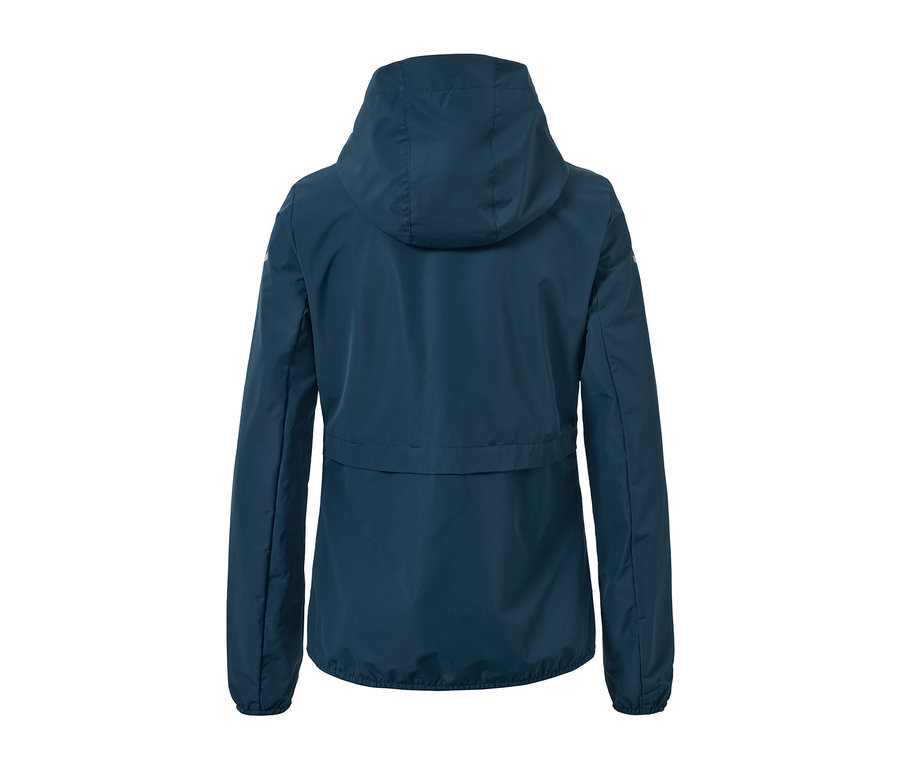 Blaue Windprotection-Laufjacke von hinten.