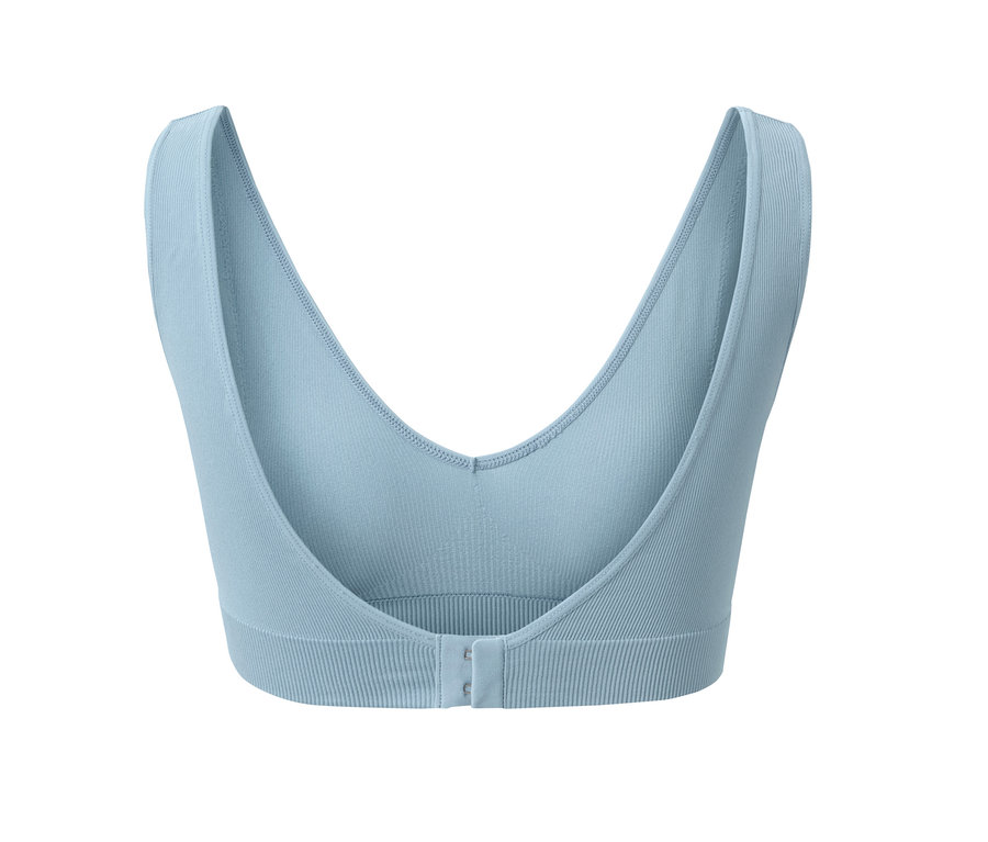 Detailansicht eines hellblauen Seamless-BHs.