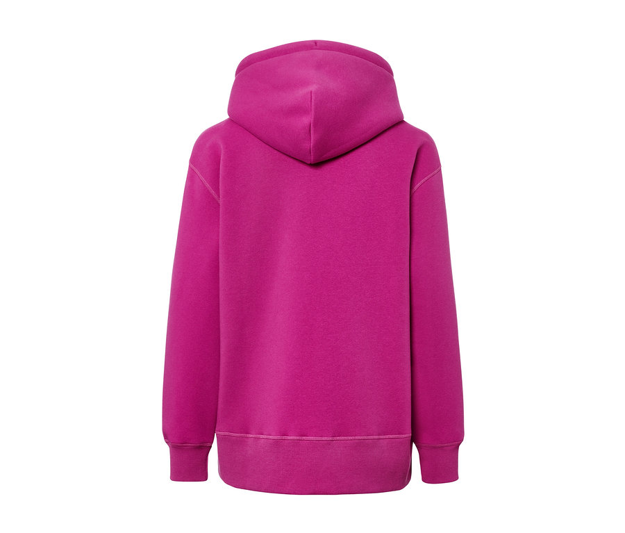 Rückansicht eines Sweatpullovers mit Kapuze.