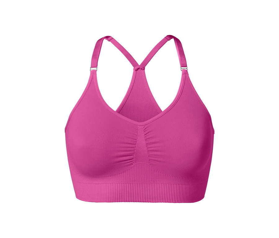 Detailansicht eines pinkfarbenen Seamless-Sport-Bustiers.