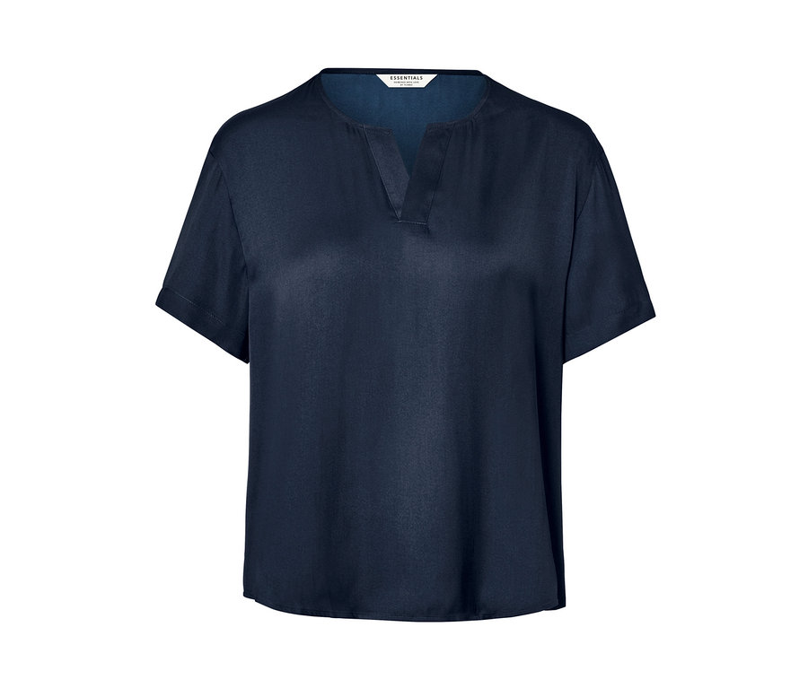 Marineblaue Satin-Tunikabluse.