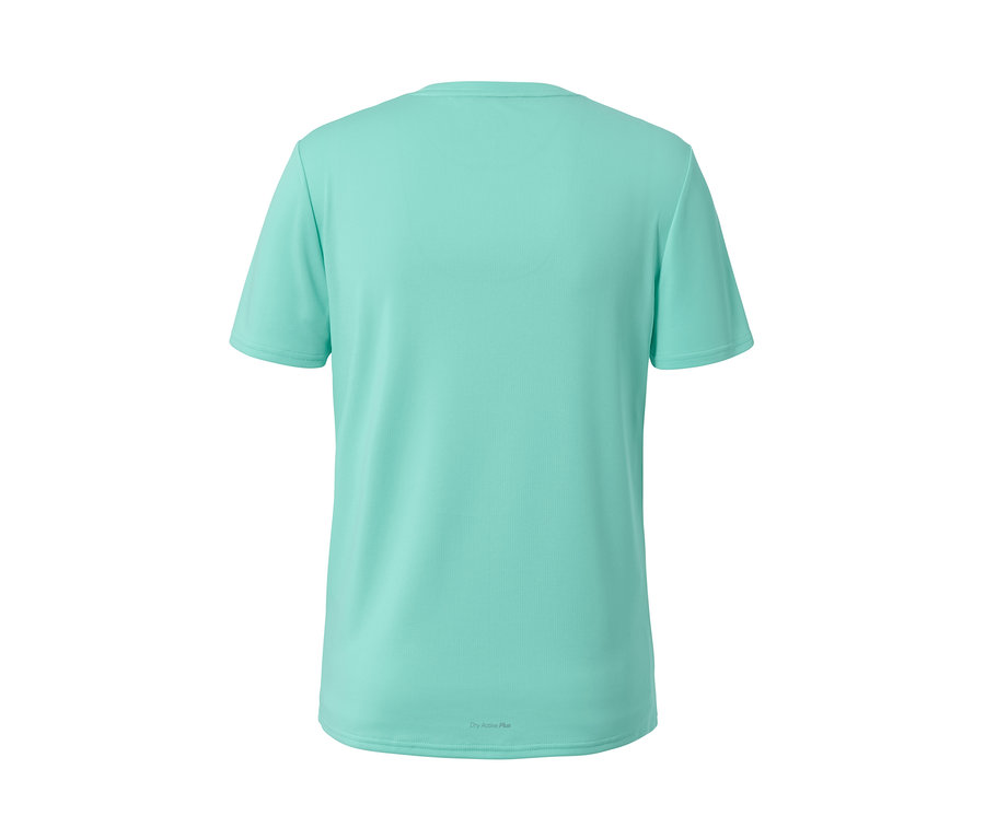 Rückansicht eines mintfarbenen Sportshirts.