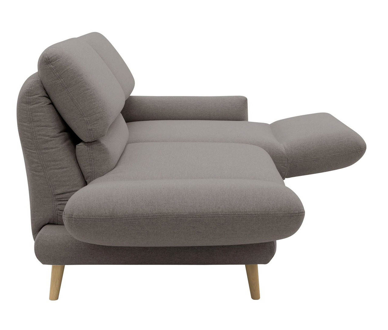 Seitenansicht des taupefarbenen DOMO 2-Sitzer-Sofas »FuAR«, drehbar.