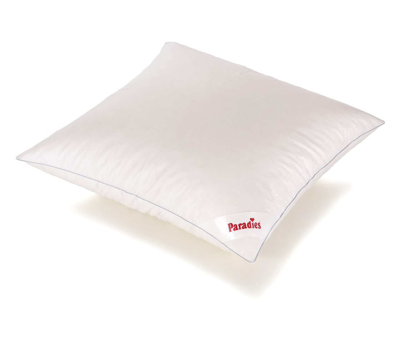 Ein weißes Daunenkissen von Paradies, Modell "Eimsbüttel", 80 x 80 cm.