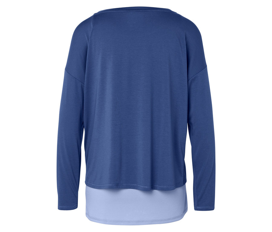 Blaues Damen-Longsleeve-Shirt.