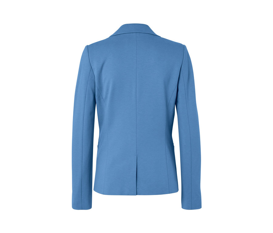 Rückansicht eines hellblauen Jerseyblazers.