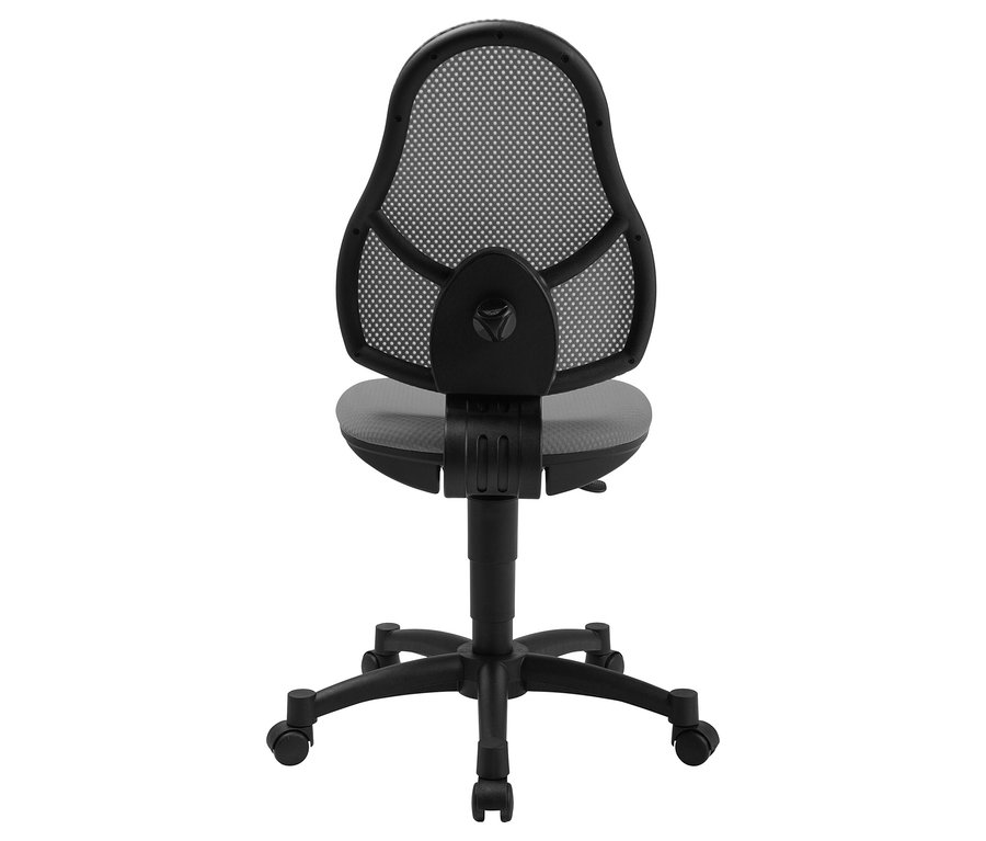 Rückansicht des grauen Topstar Stuhls »Open Art Junior« mit Netzrückenlehne.