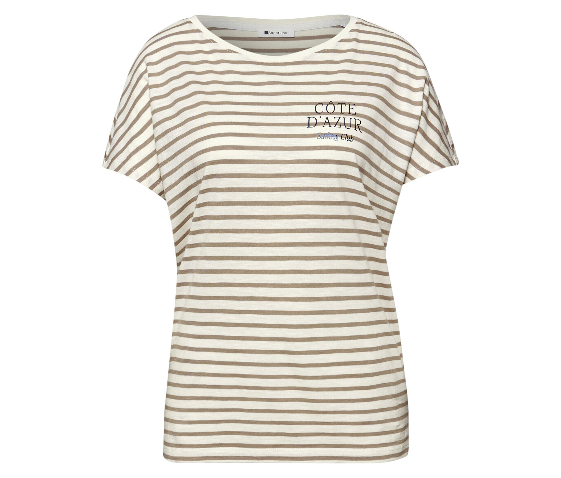 Street One T-Shirt - Damen - Gr. 42 - beige/gestreift
