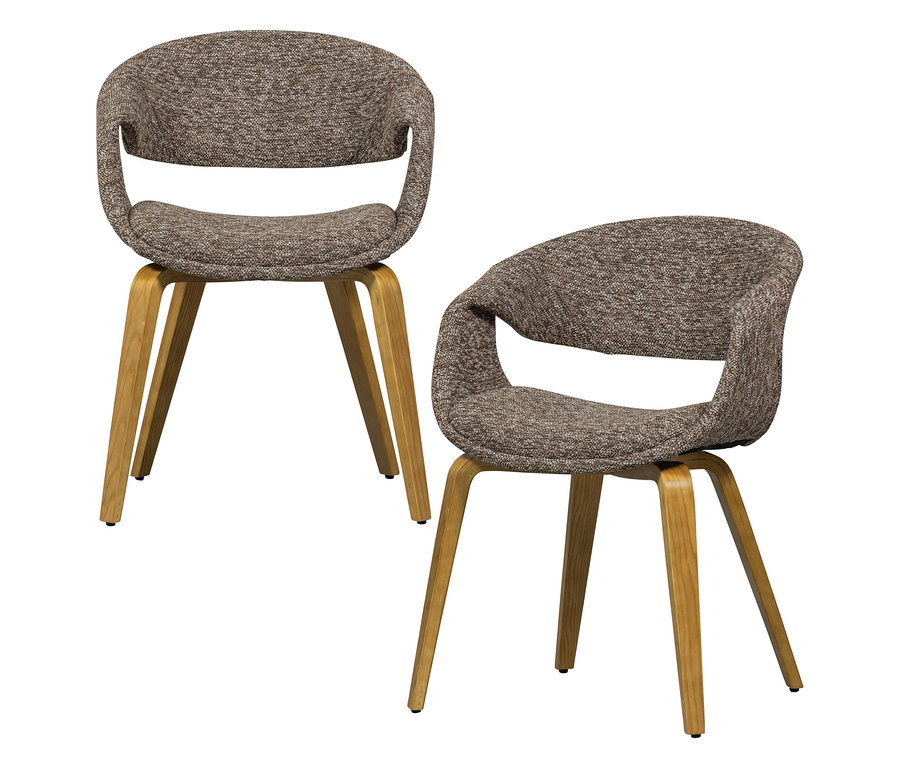 Zwei braune WOOOD Esszimmerstühle »Yossi« mit naturfarbenem Holzfuß im 2er-Set.