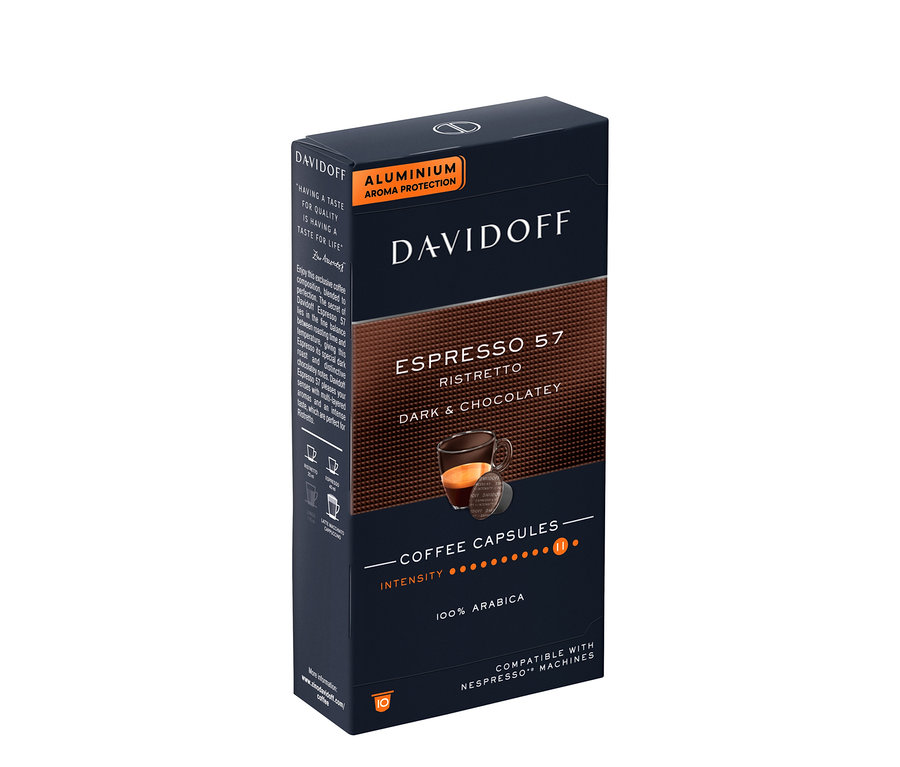 Verpackung mit 10 Kapseln DAVIDOFF CAFÉ Espresso 57.