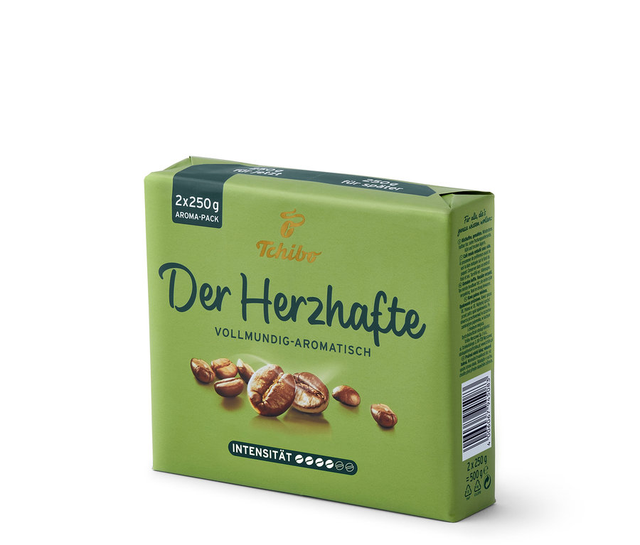 Eine Packung Der Herzhafte - 500 g Gemahlen Kaffee.