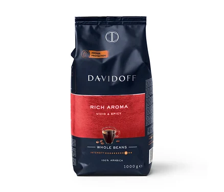 Eine Packung Davidoff Rich Aroma Kaffee.