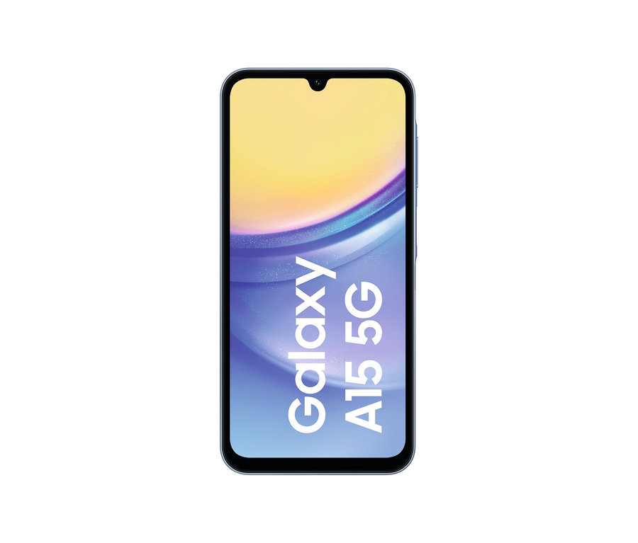 Blaues Samsung Galaxy A15 5G Smartphone mit 128 GB.