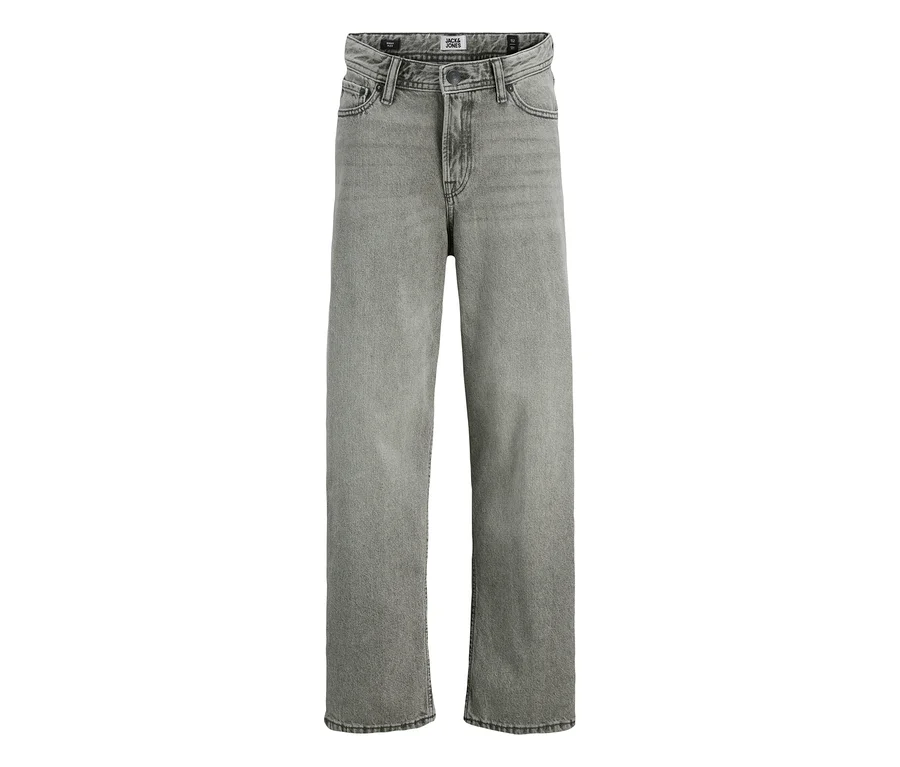 Graue Jack&Jones JJOrginial Alex Jeans, flach liegend.