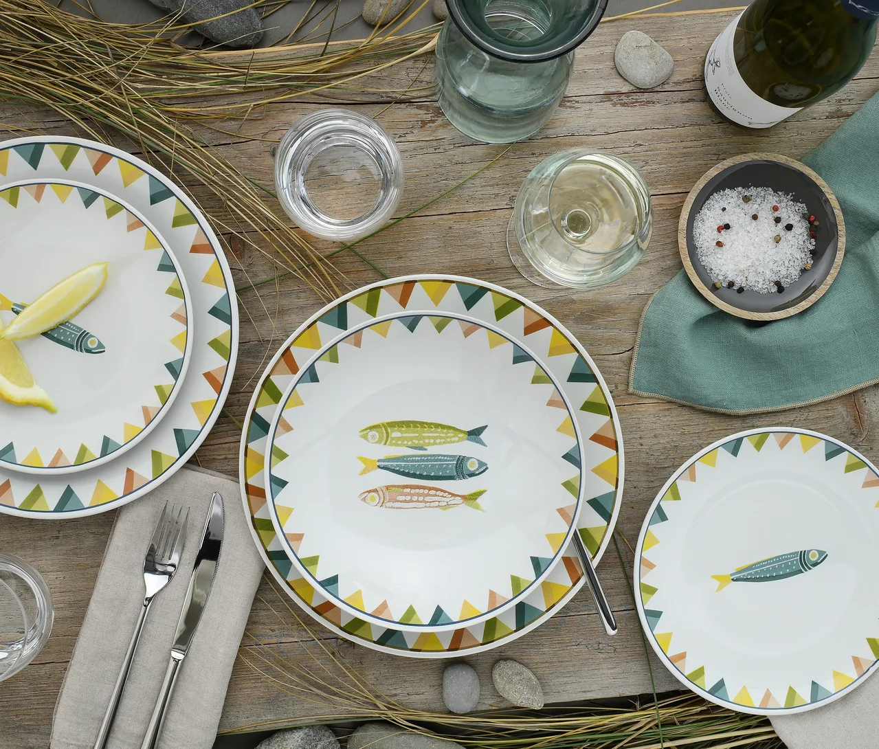 creaTable Teller-Set »Sardinhas Pastell«, 12-teilig bei Tchibo kaufen