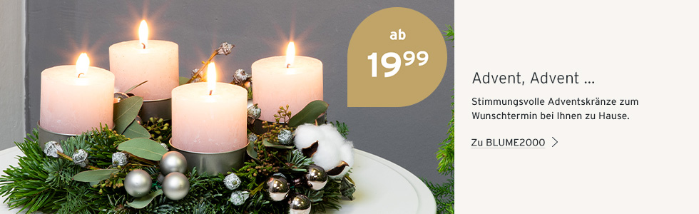 Stimmungsvolle Adventskränze zum Wunschtermin bei Ihnen zu Hause