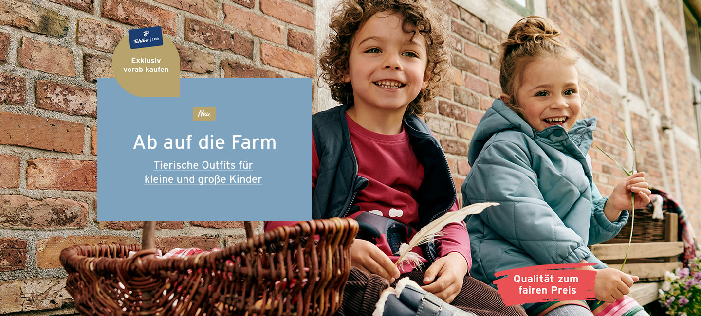Tchibo Themenwelt mit Outifits für kleine und große Kinder