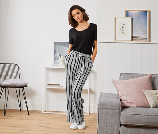 Webhose mit Bindegürtel, gestreift
