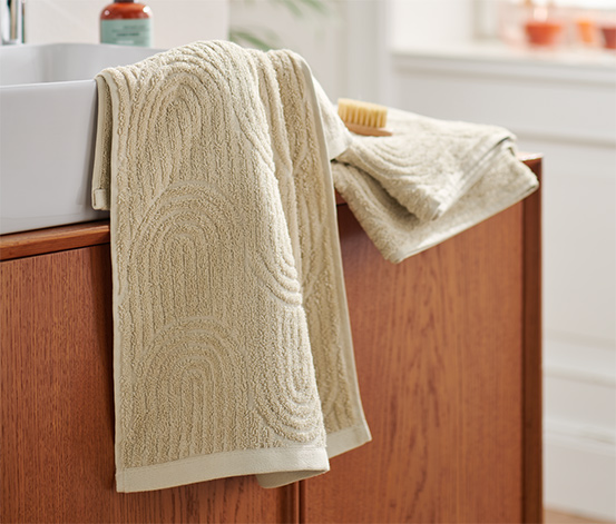 2 Jacquard-Handtücher, creme