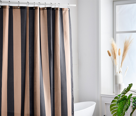 Hochwertiger Textil-Duschvorhang, schwarz-braun