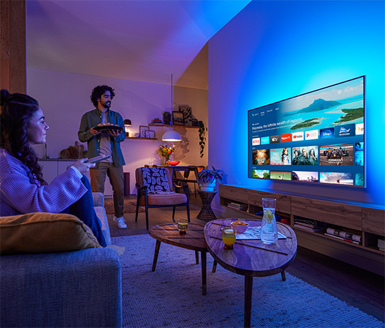 The One 43" Philips 4K UHD Android TV mit Ambilight »PUS 8807/12«, G (von A bis G)