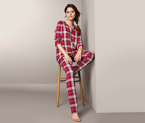 Pyjama mit Spitzenbesatz