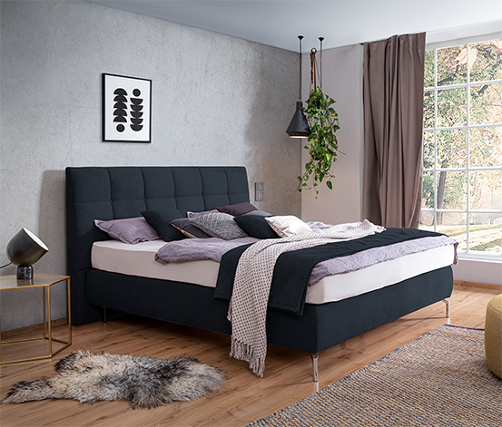 Boxspringbett »Arano«, 140 x 200 cm, Matratzenhärtegrad H3, saphirblau