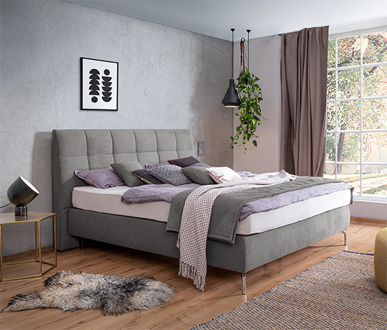 Boxspringbett »Arano«, 140 x 200 cm, Matratzenhärtegrad H3, platingrau