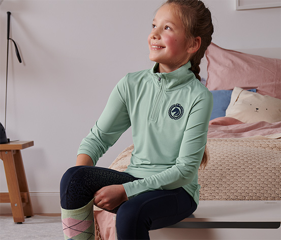 Langarm-Reitfunktionsshirt aus recyceltem Material salbei online bestellen