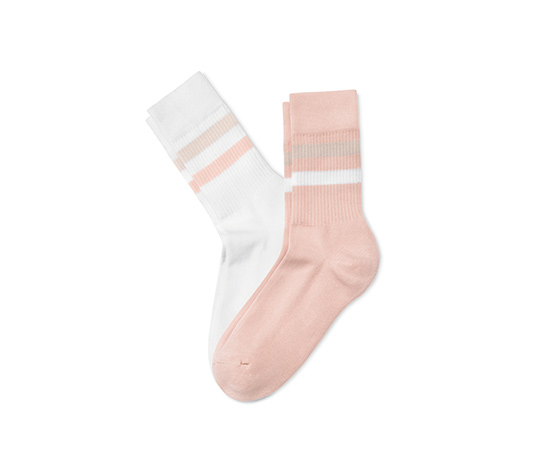 2 Paar Rippstrick-Socken rosé und weiß online bestellen