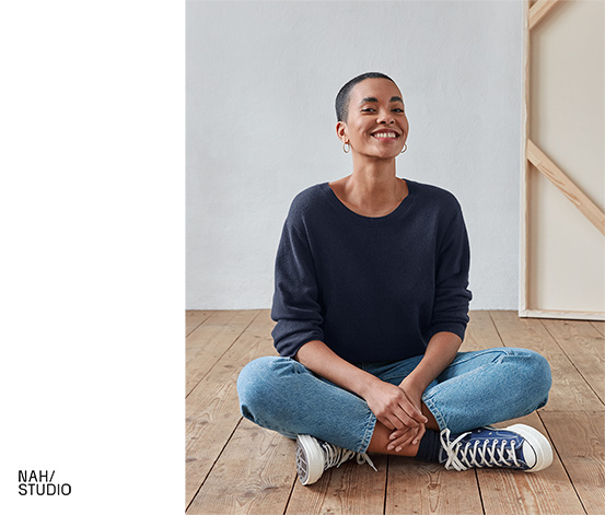 NAH/STUDIO Pullover | recycelte Wolle/ Cashmere Navy online bestellen
