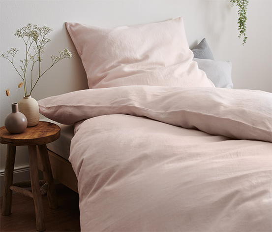 Leinen-Bettwäsche, Übergröße, roséfarben