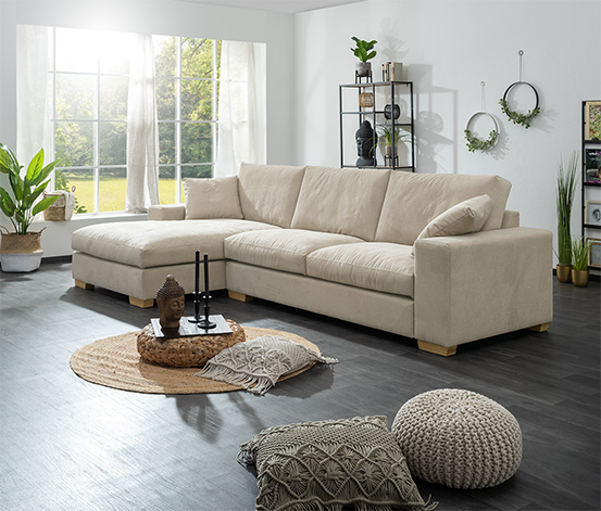 2,5-Sitzer-Sofa »Lea« mit Longchair links, beige