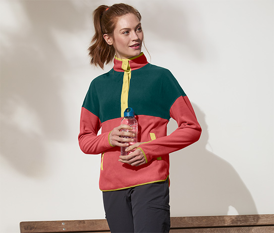 Fleecepullover mit Knopfleiste Colorblocking online bestellen