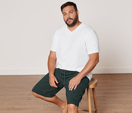 2 T-Shirts mit V-Ausschnitt, weiß