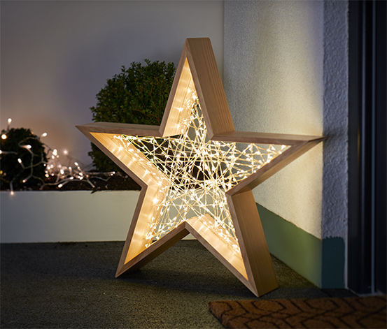 *For X-Mas*: LED-Weihnachtsstern aus Pinienholz, naturfarben
