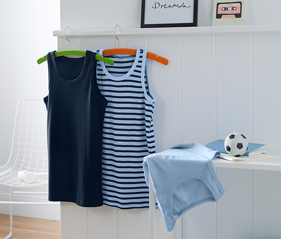3 Jungen-Unterhemden blau online bestellen