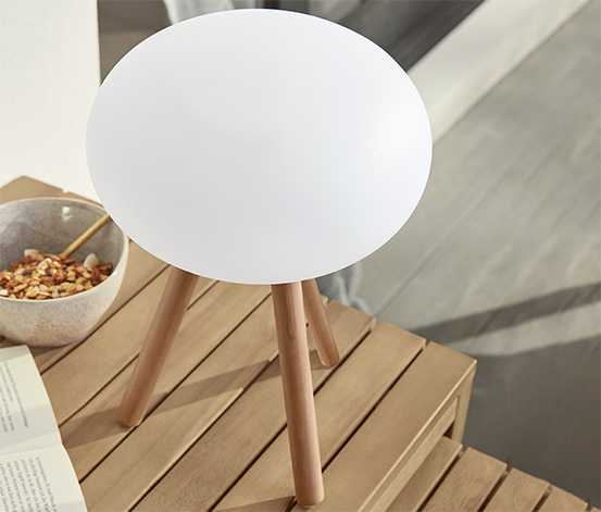 LED-Akku-Tischleuchte mit Beinen aus Massivholz online bestellen