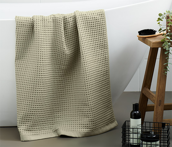 Premium-Waffelpiqué-Badetuch sandgrün online bestellen