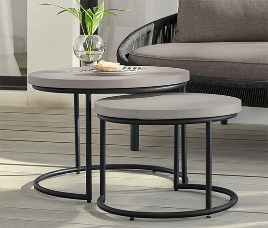 2 Couchtische mit Beton-Tischplatte
