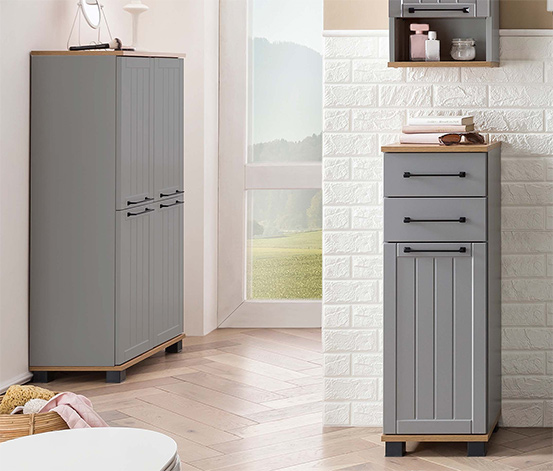 Highboard »Jelda«, platingrau und Eiche-Dekor