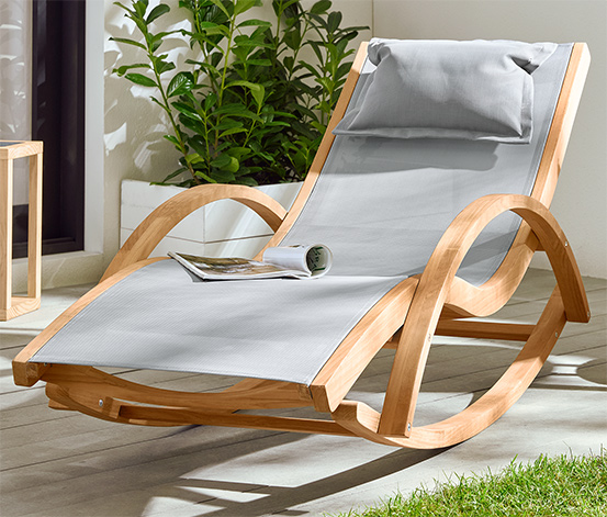 Teak-Schaukelliege mit Textilen