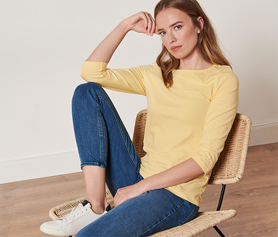 Shirt mit 3/4-Arm, gelb