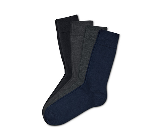 4 Paar Merino-Socken, schwarz, dunkelblau, anthrazit und grau