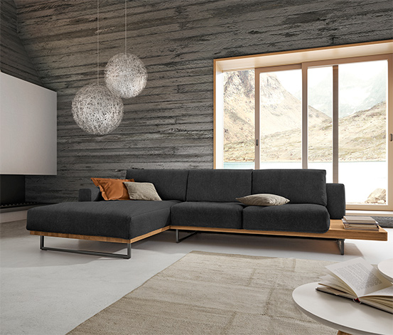 Ecksofa »Helsinki« von ADA AUSTRIA premium, links, schwarz-grau