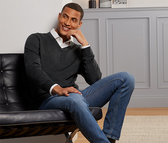 Merino-Pullover mit V-Ausschnitt anthrazit online bestellen