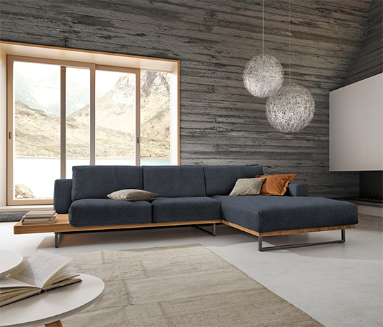 Ecksofa »Helsinki« von ADA AUSTRIA premium rechts blau-grau online bestellen