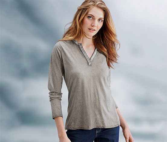 Langarmshirt, grau